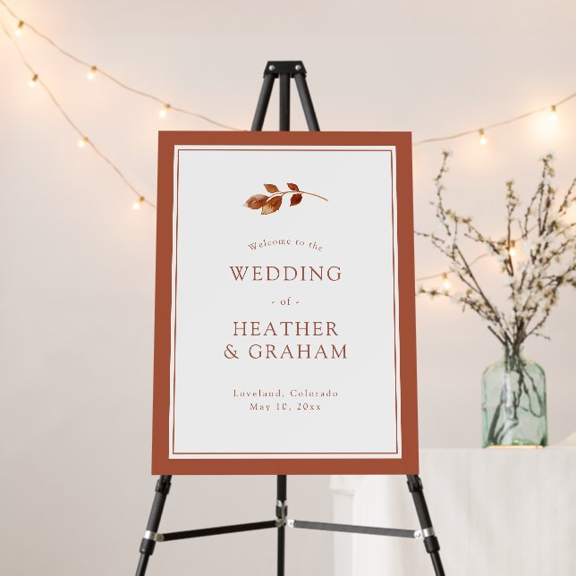 Terracotta Fall Wedding Sign (In Situ (Stand))