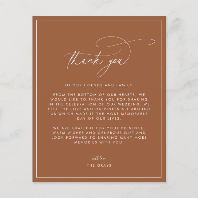 Terracotta Fall Wedding Thank You Card Flyer (Front)