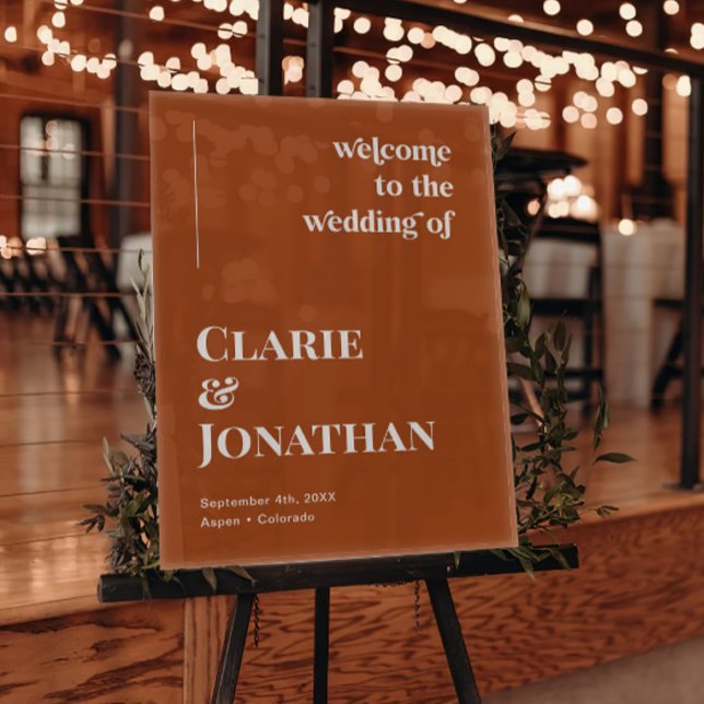 Terracotta Fall Wedding Welcome  Acrylic Sign (Creator Uploaded)