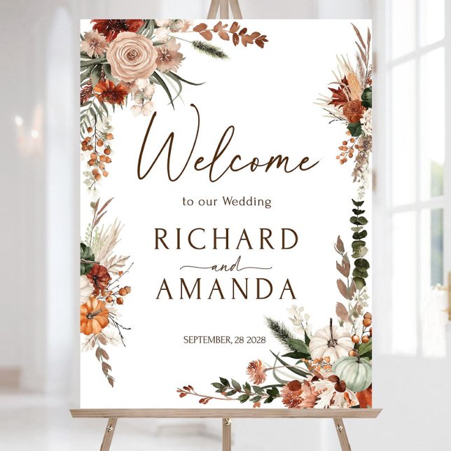Terracotta Fall Wedding Welcome Sign, Burnt Orange Foam Board (Creator Uploaded)
