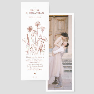 Terracotta Fall Wildflower Photo Wedding Thank you Bookmarks