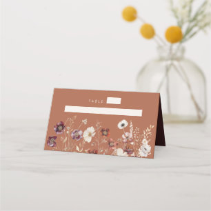 Terracotta Fall Wildflower Wedding Place Card