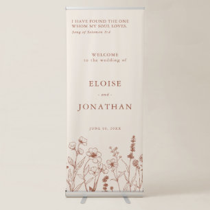 Terracotta Fall Wildflower Wedding Welcome  Retractable Banner