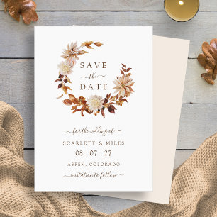 Terracotta Fall Wreath Wedding Save The Date
