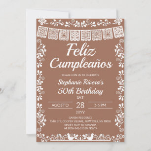 Terracotta Feliz Cumpleaños 50th Birthday Invitation