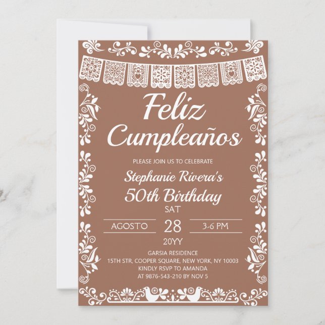 Terracotta Feliz Cumpleaños Birthday Invitation (Front)