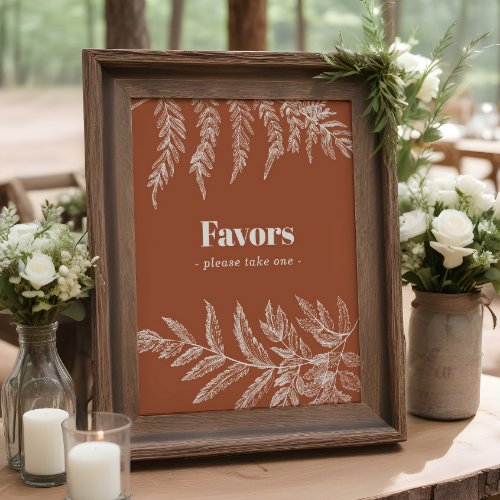 Terracotta Fern Leaf Botanical Wedding Favor Sign