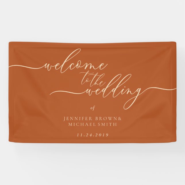Terracotta Flag Welcome to the wedding Banner (Horizontal)