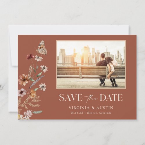 Terracotta Flat Save The Date Card