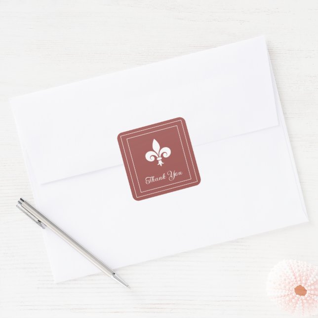 Terracotta Fleur de Lis Thank You Stickers (Envelope)
