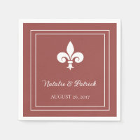 Terracotta Fleur de Lis Wedding Paper Napkins