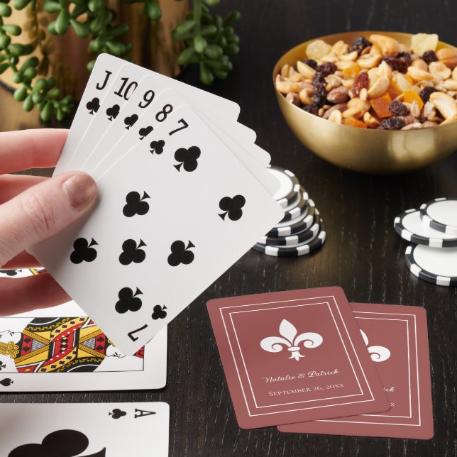 Terracotta Fleur de Lis Wedding Playing Cards (In Situ)