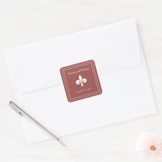 Terracotta Fleur de Lis Wedding Stickers