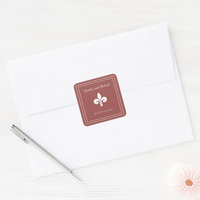 Terracotta Fleur de Lis Wedding Stickers (Envelope)