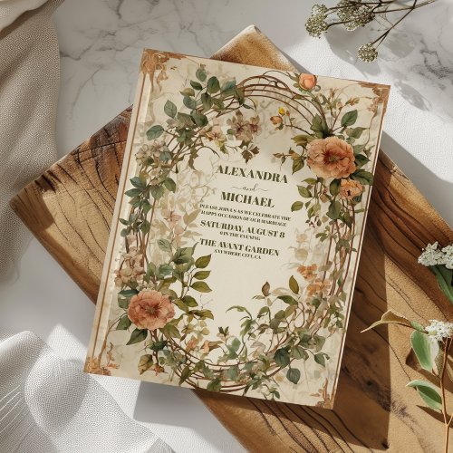 Terracotta Flora Botanical Wedding  Invitation