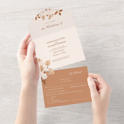 Terracotta Floral All in One Wedding Invite