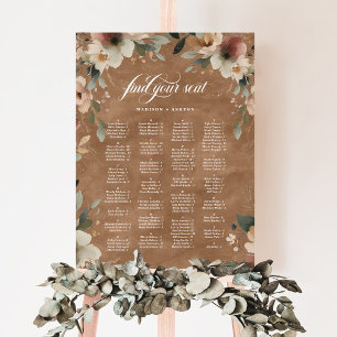 Terracotta Floral Alphabetical Seating Chart Sign
