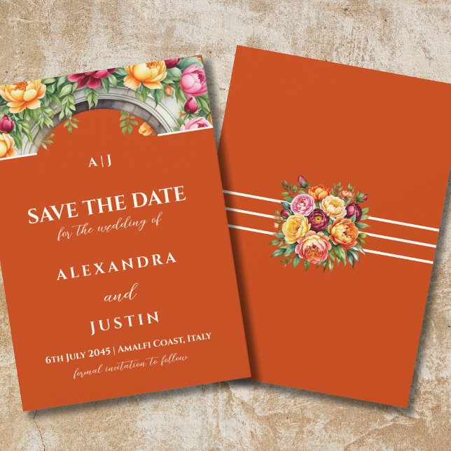 Terracotta Floral Arch Wedding Save the Date Invitation (Creator Uploaded)