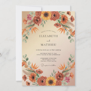 Terracotta Floral Archway Wedding Invitation