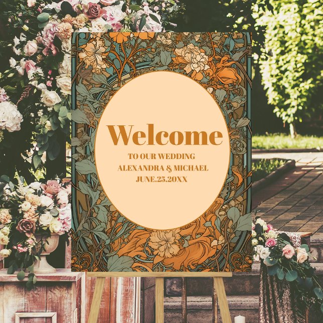 Terracotta Floral Art Nouveau Wedding Foam Board (Creator Uploaded)