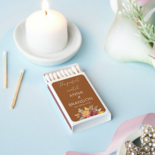 Terracotta Floral Autumn Fall Wedding Matchboxes