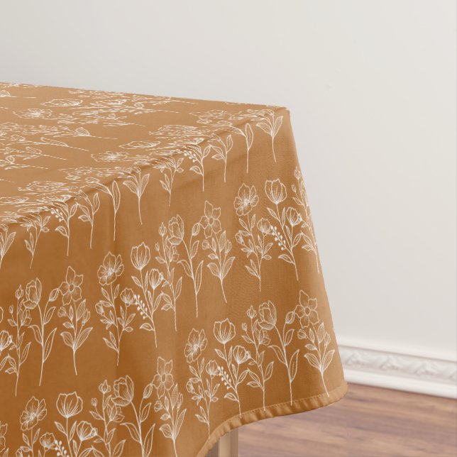 Terracotta Floral Boho Bohemian Wedding Tablecloth (In Situ)