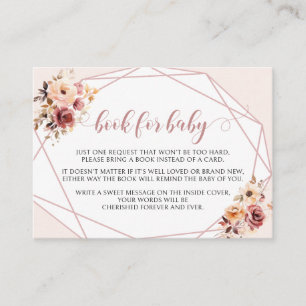 Terracotta Floral Boho Book for Baby Girl Shower Enclosure Card