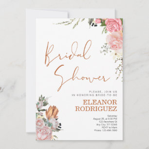 Terracotta Floral Boho Bridal Shower Invitation
