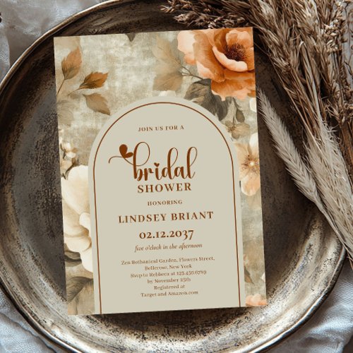 Terracotta Floral Boho Bridal Shower Invitation