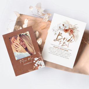Terracotta Floral Boho Bridal Shower Mrs Photo Invitation