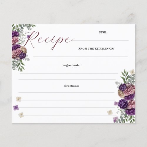 Terracotta Floral Boho Bridal Shower Recipe Card