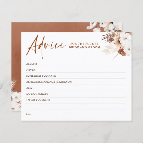 Terracotta Floral Boho Elegant Advice Card