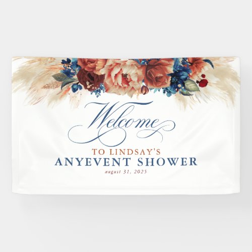 Terracotta Floral Boho Fall Party Shower Welcome B Banner