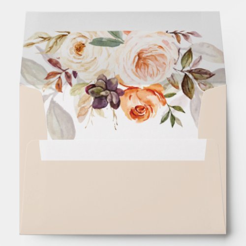 Terracotta Floral Boho Fall Wedding Return Address Envelope