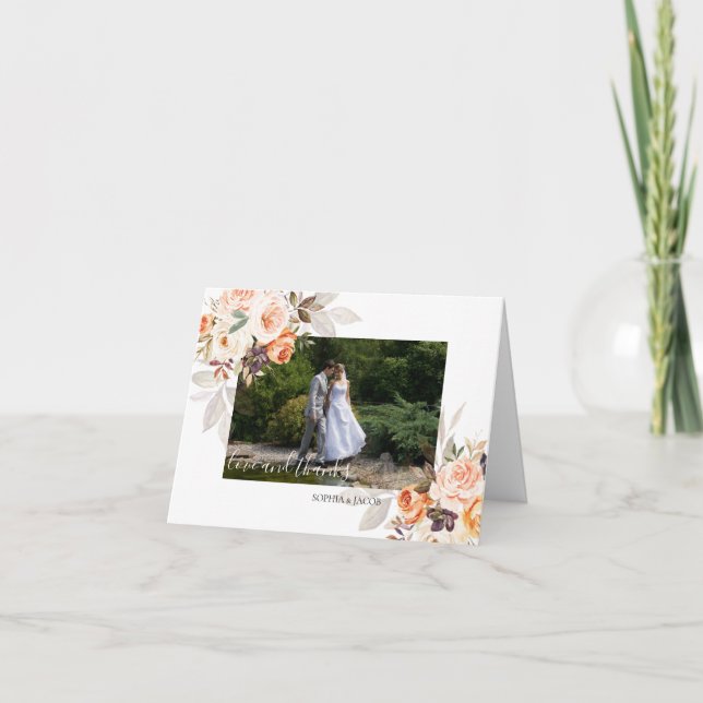 Terracotta Floral Boho Fall Wedding Thank You (Front)