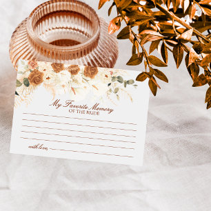 Terracotta Floral Boho Memory of the Bride Game Note Card