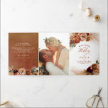 Terracotta Floral Boho Modern Fall Wedding Tri-Fold Program<br><div class="desc">Terracotta botanical flowers wedding tri-fold programs</div>