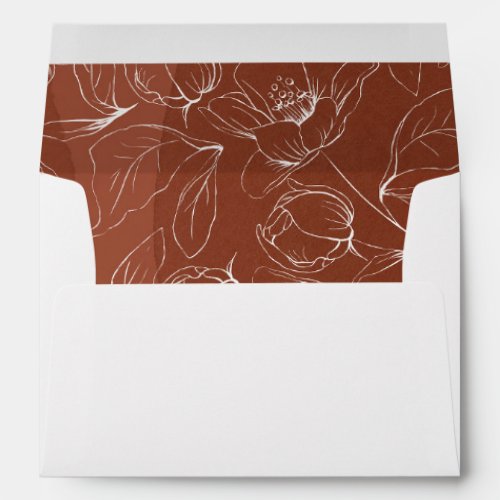 Terracotta Floral Boho Monogram Wedding Envelope