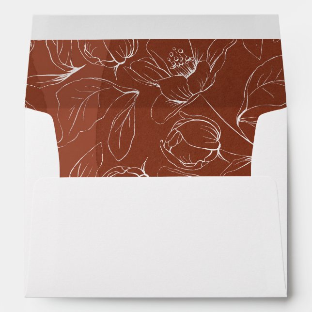 Terracotta Floral Boho Monogram Wedding Envelope (Back (Bottom))