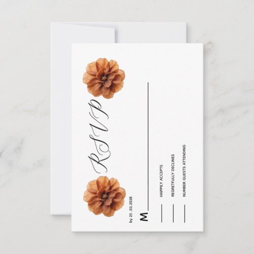 Terracotta Floral Boho rustic copper RSVP   Card