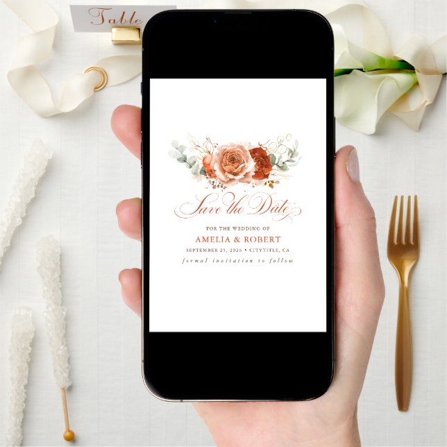 Terracotta Floral Boho Save the Date (Front Digital)