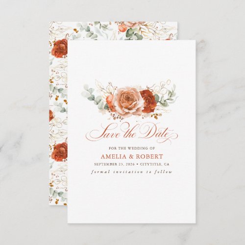 Terracotta Floral Boho Save the Date