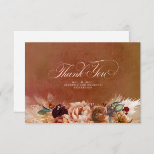 Terracotta Floral Boho Small Wedding Thank You