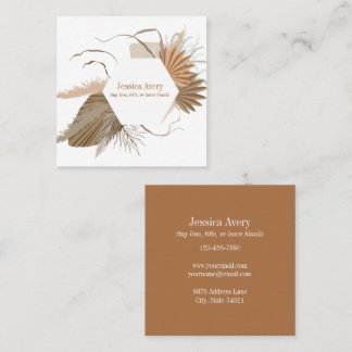 Terracotta Floral Boho Tropical Square Business Card