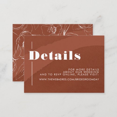 Terracotta Floral Boho Wedding Details Enclosure Card