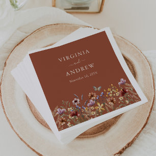 Terracotta Floral Boho Wedding Napkins