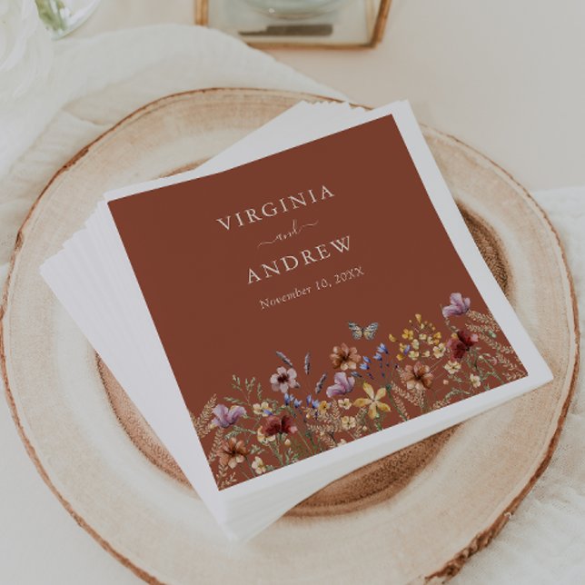 Terracotta Floral Boho Wedding Napkins (Terracotta Floral Boho Wedding Napkins by Painted Paperie
)