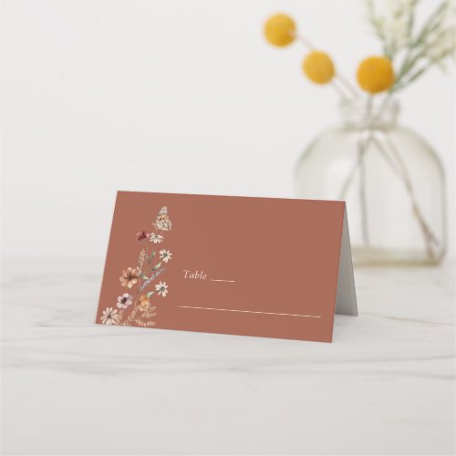 Terracotta Floral Boho Wedding Place Card