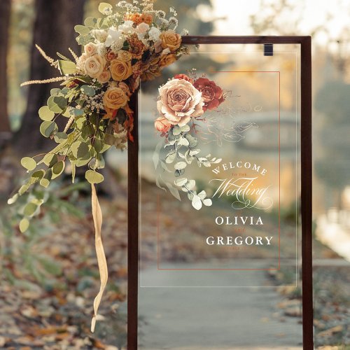 Terracotta Floral Boho Wedding Welcome Acrylic Sign