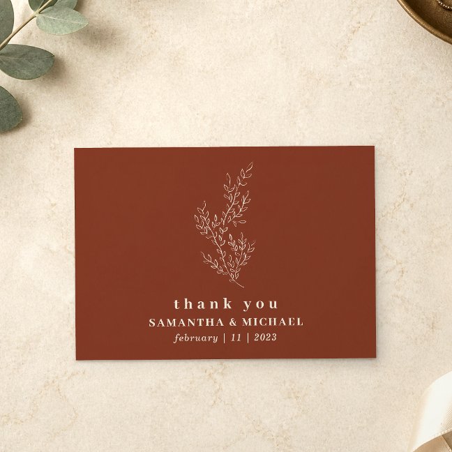 Terracotta Floral botanical elegant thank you Invitation
